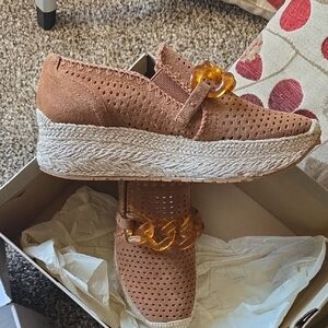 Dolce Vita Brown Espadrille Loafers with Amber Accent